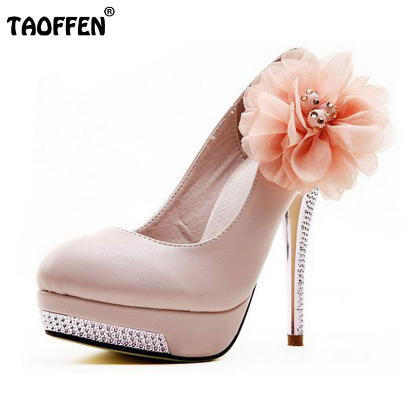 Size 35-43 Women High Heel Shoes Wedding Bridal Flower Platform Heeled escarpin Lady Pumps Fashion Footwear Heels Shoes D5614