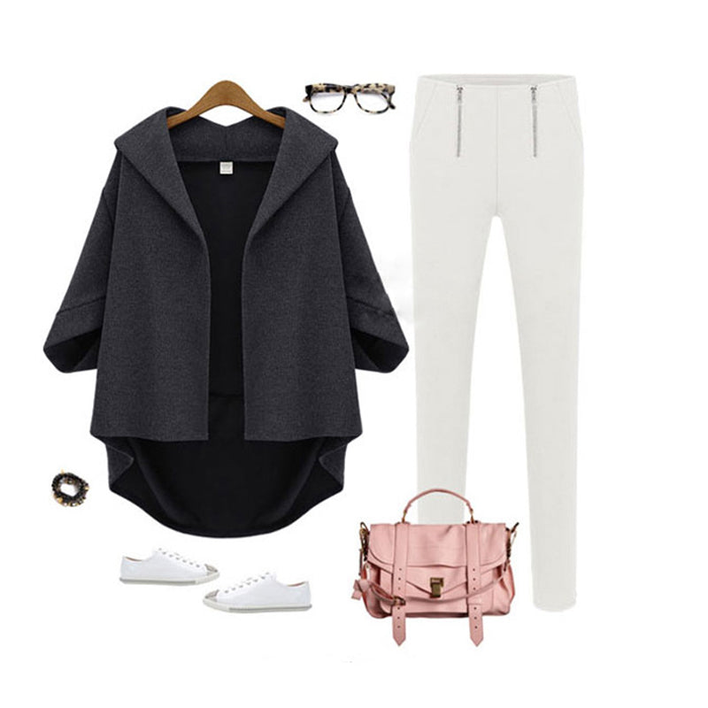 Spring and Autumn bat sleeve smock coat woolen coat
