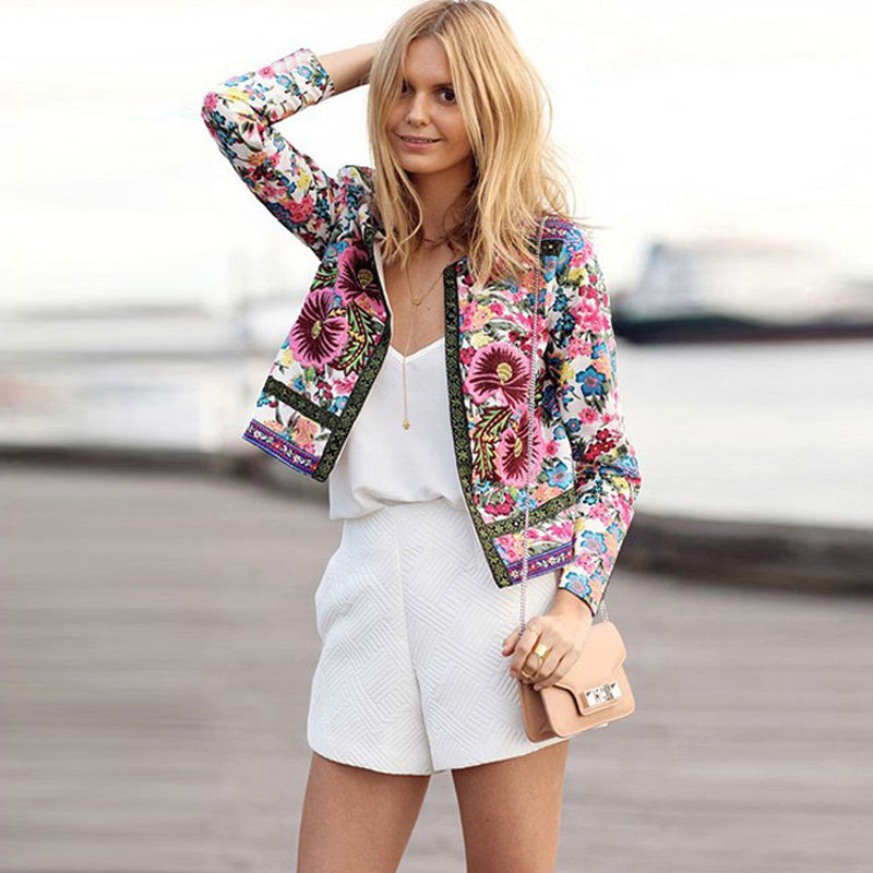 National printing jacket cardigan jacket