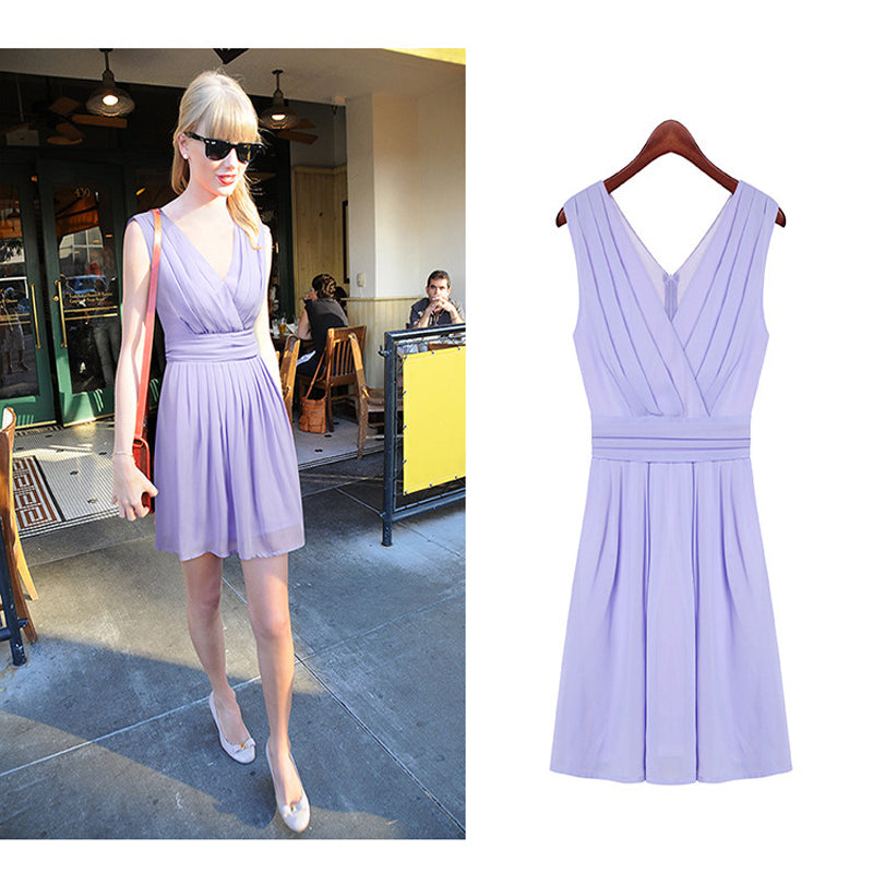 Europe and America three-color stitching sleeveless vest dress