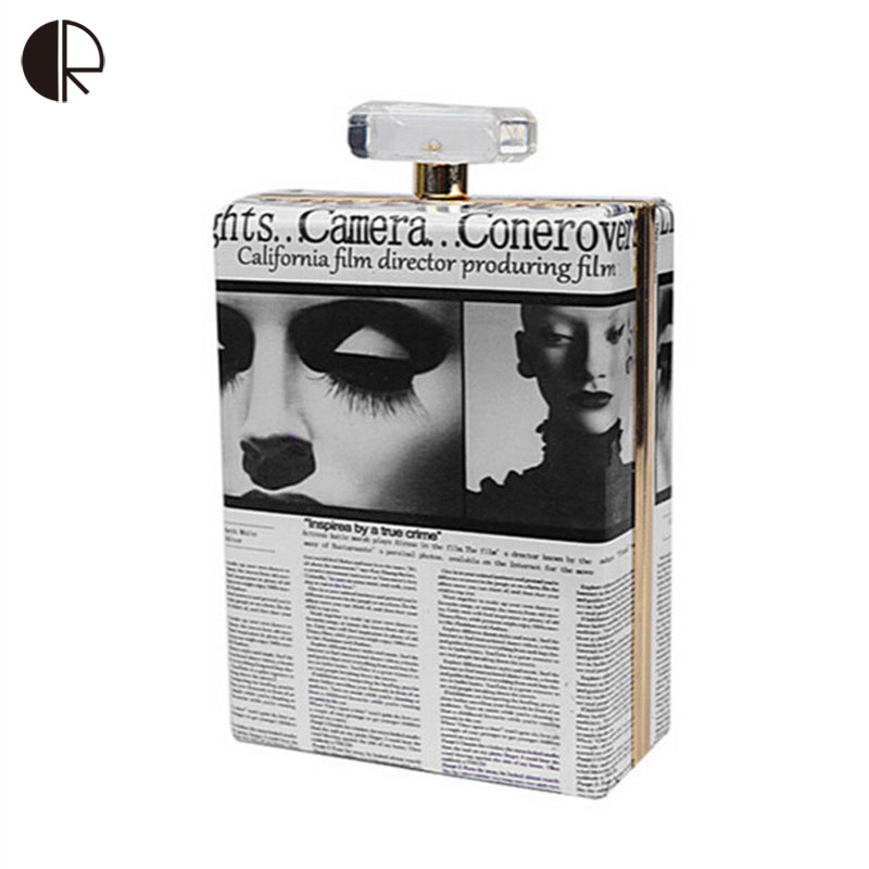New Fashion Women Luxury 3D Lip Print Perfume Bottles Handbag Ladies Frame Day Clutch Wedding Party Evening Bag BH514