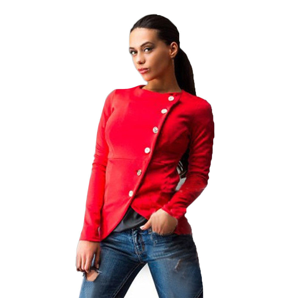 Women Fashion Outerwear Slim Button Casual Suit Lady Jacket Coat Outerwear Coats