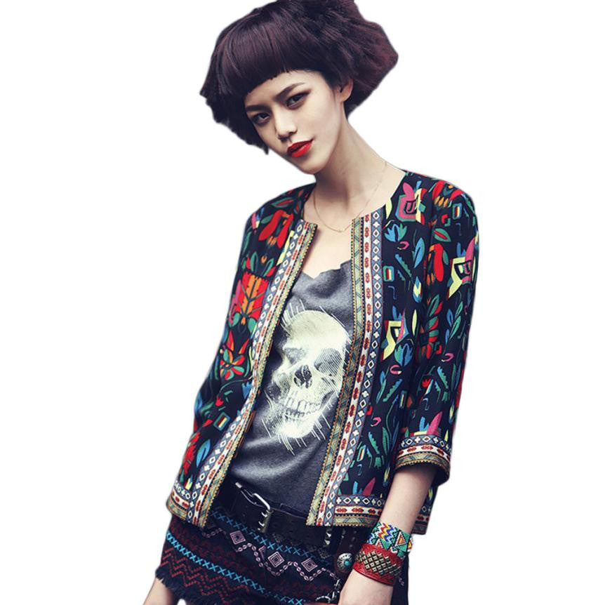 JECKSION Women Coat 2016 Fashion Slim Floral Outwear Parka Trench Jacket #LYW