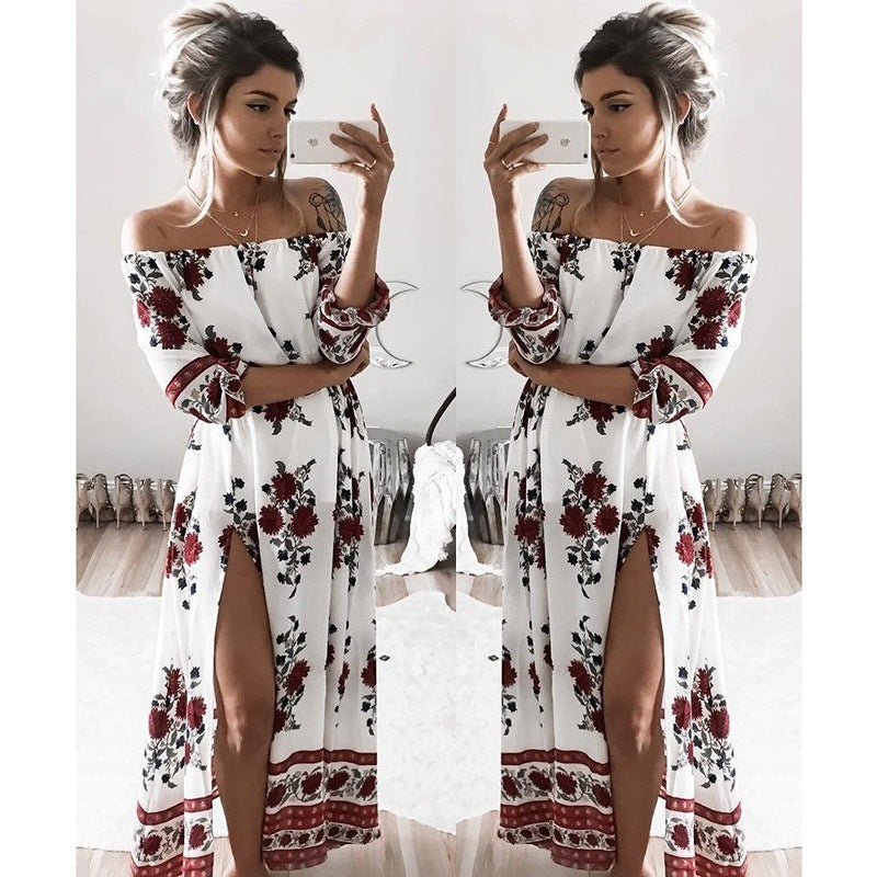 Printing Split Dress Hem Spot