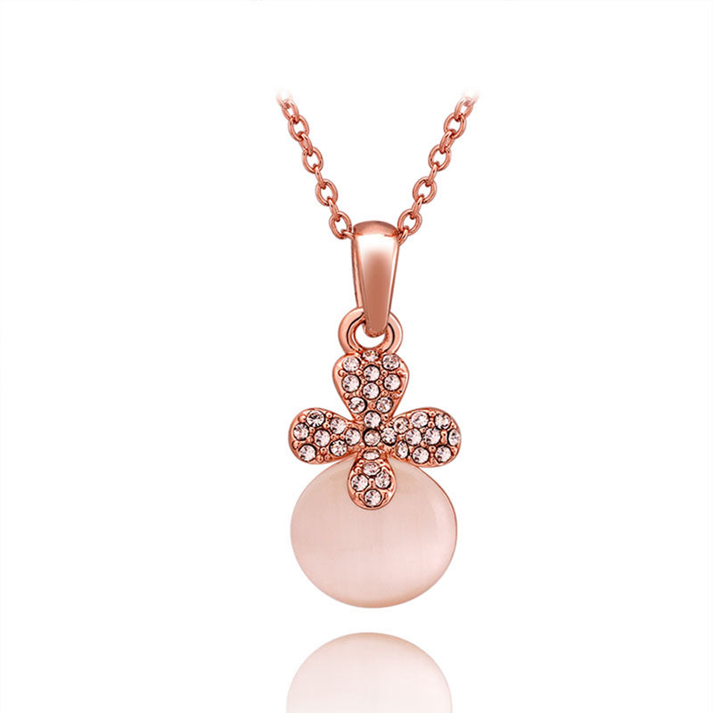 Rose Gold-Color Necklaces Pendants Crystal Zircon Fashion Necklaces for Women