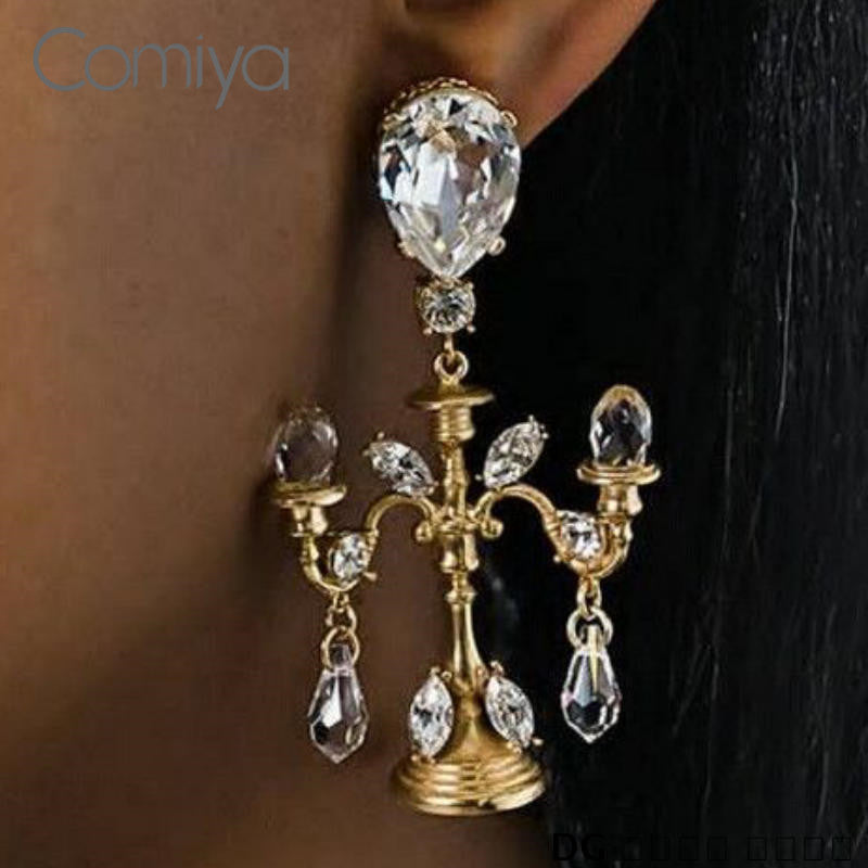 Baroque Rhinestone Mosaic Big Earring For Women