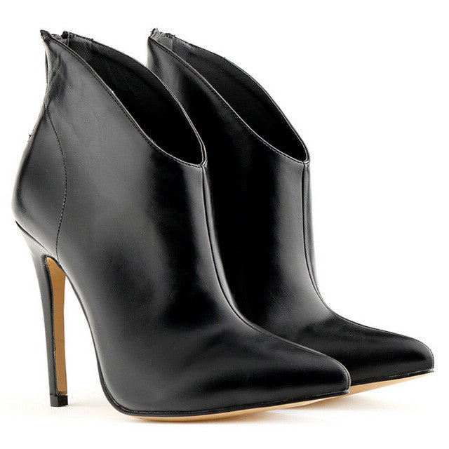 Merkmak Bottes Autumn Female Zippler Boots Plus Size High Heels Womens Ankle Boots Woman Pumps Sexy Lady Shoes