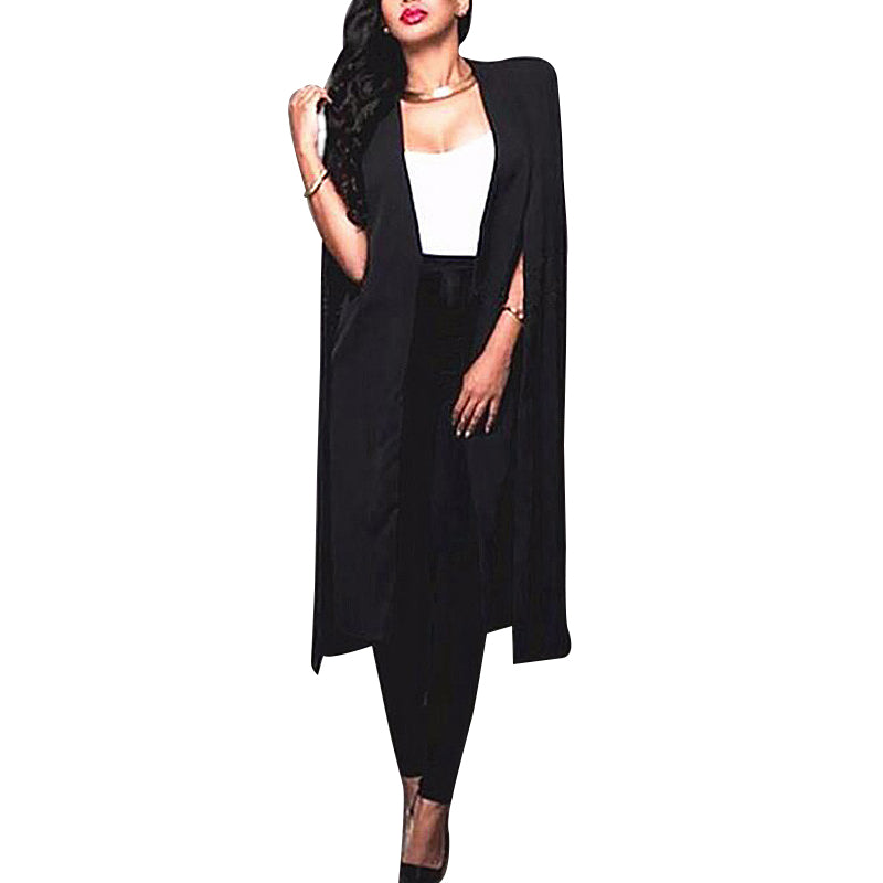 2017 Womens Fashion Autumn Casual Work Office OL Thin Coats Sexy Lady Open Front Long Sleeve Jackets Outwear Poncho Cardigan