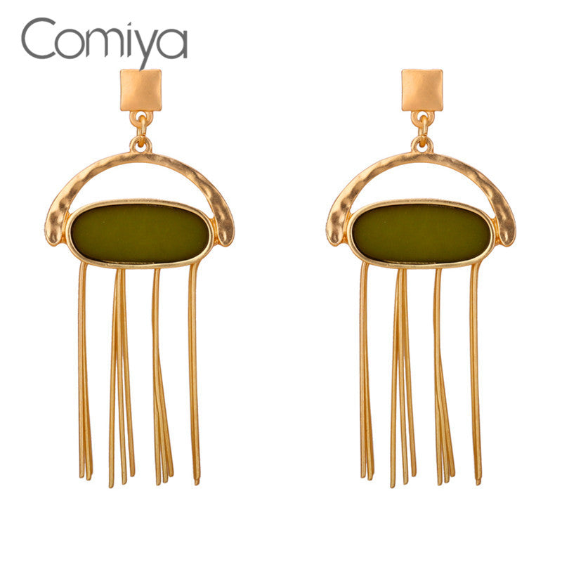 Comiya Zinc Alloy Long Big Tassel Earrings