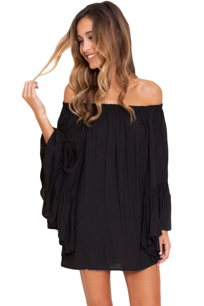 Black Ethereal Chiffon Mini Dress