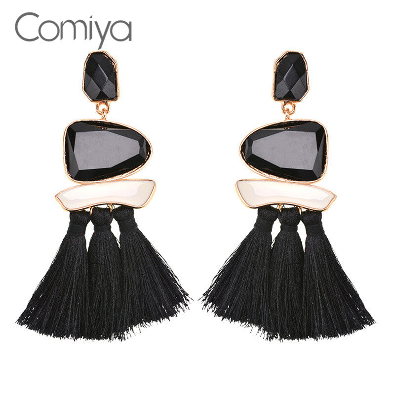 Acrylic Mosaic Tassel Handmade Earrings