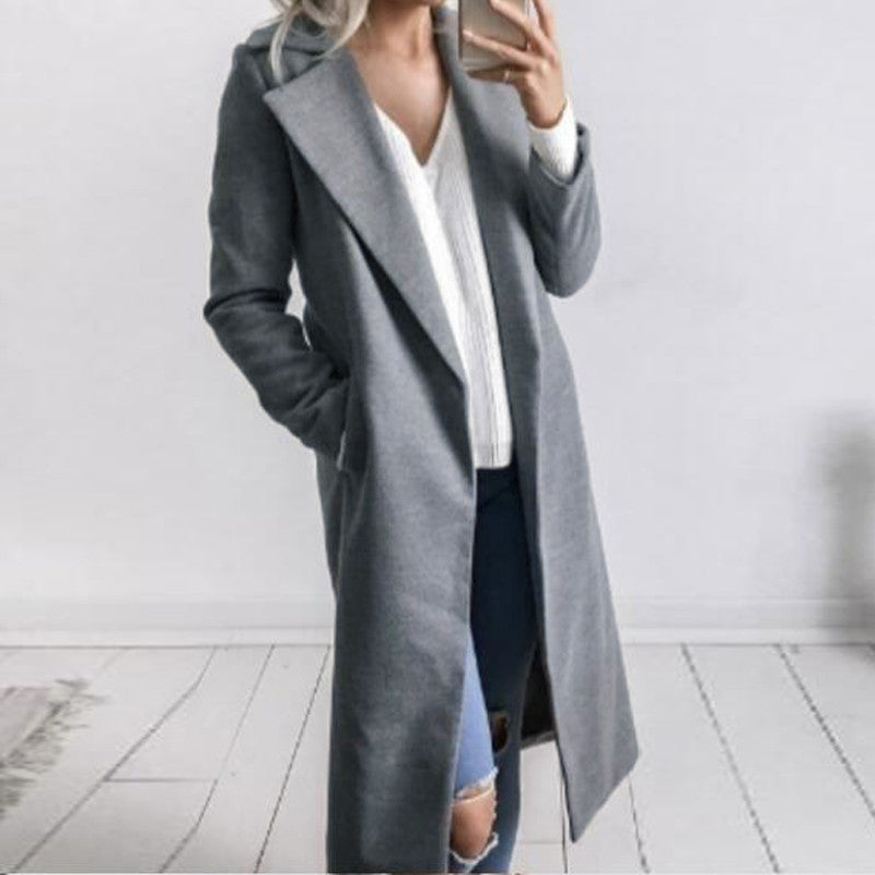 Women Woolen Coats 2017 New Female Autumn Winter Jackets Elegant Office Work Wool Blends Trench Coat Ladies Windbreaker Outwear