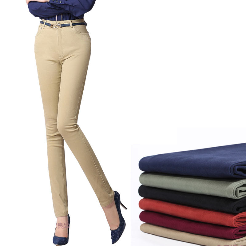 Plus size clothing high waist skinny pencil pants trousers for female ladies BLACK RED