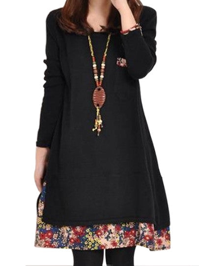 Patchwork Floral Hemline Women's Dress