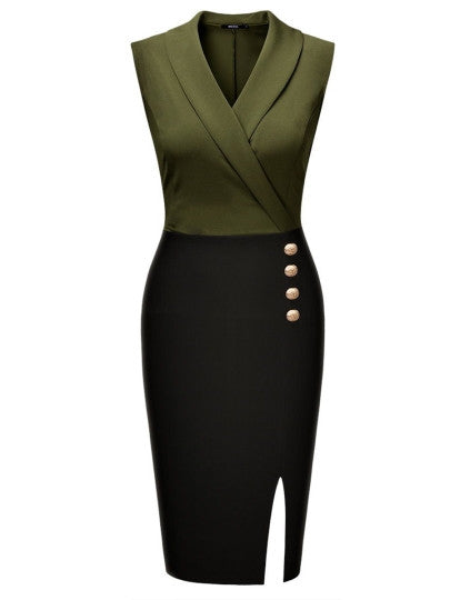 Fashion Vogue V-Neck Sleeveless Women's Bodycon Dress