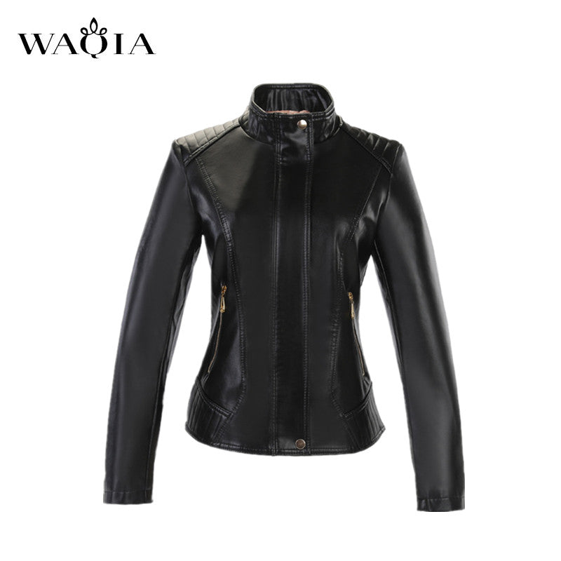 2017 Autumn Fashion Street Women's Short Washed PU Leather Jacket Zipper Bright Colors New Ladies Basic Jackets Plus size XL-6XL