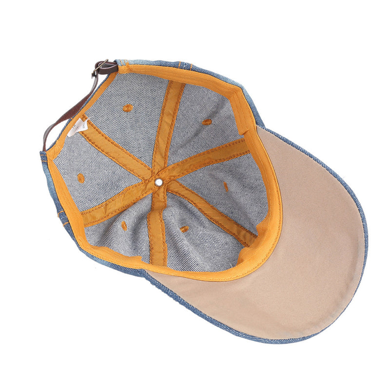 Unisex Studded Crystal Rhinestone Brim Adjustable Jean Baseball Cap Hat