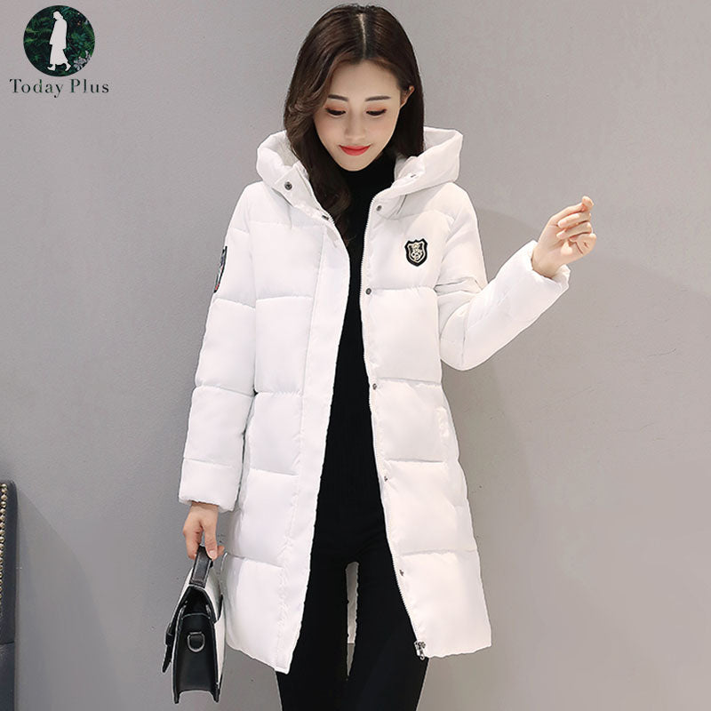 Today Plus 2017 Winter New Korean Version Cotton Long Section Of Large Size Women's Slim Thick Coat Female Down Padded Jackets