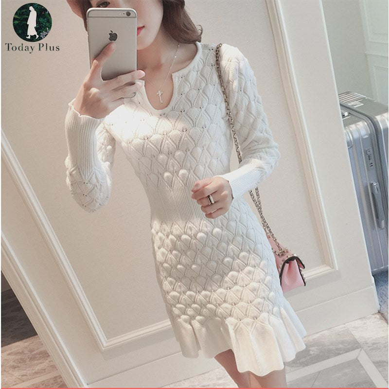 Hot Sale Women Winter Sexy Dress Long Sleeve Thicken Party Slim Fit Package Hip Hedging Knitted Sweaters Dresses For women