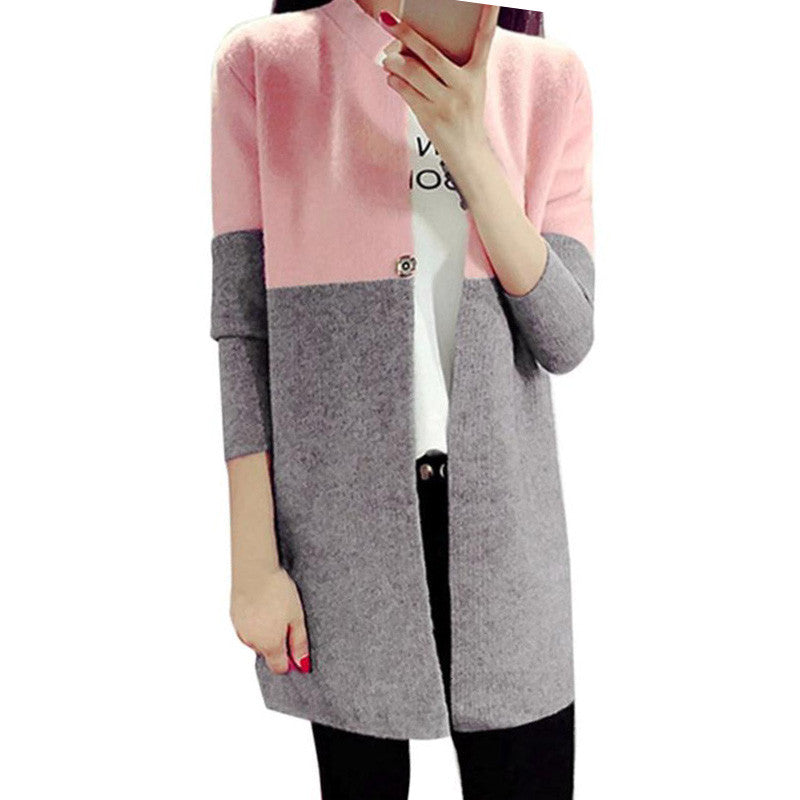 FEITONG Patchwork Autumn Winter Coat Hot Sale Elegant Womens Ladies Long Jackets Warm Slim Coat Outwear Female Botton Top #3