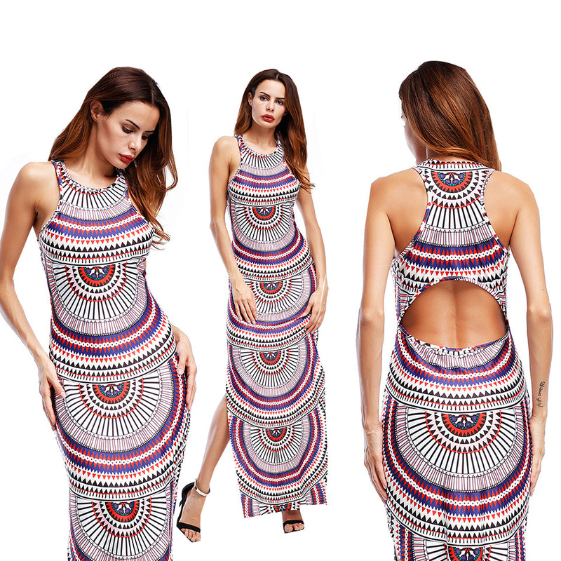 Split Bandage Dress Printing
