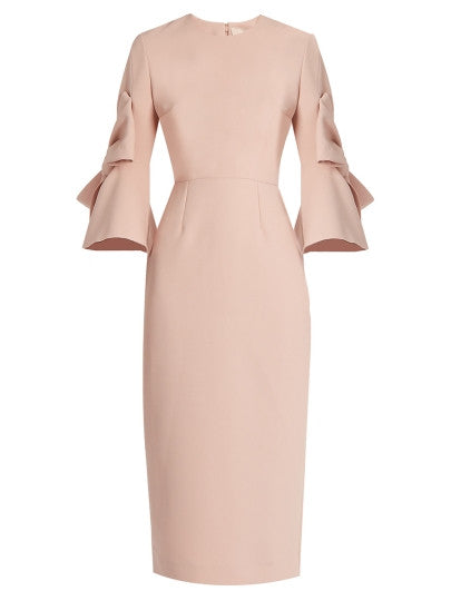 Plain Three-Quarter Sleeve Ruffle Sleeve Women's Bodycon Dress