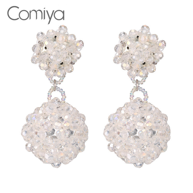 Comiya Crystal Beads Ball Earrings