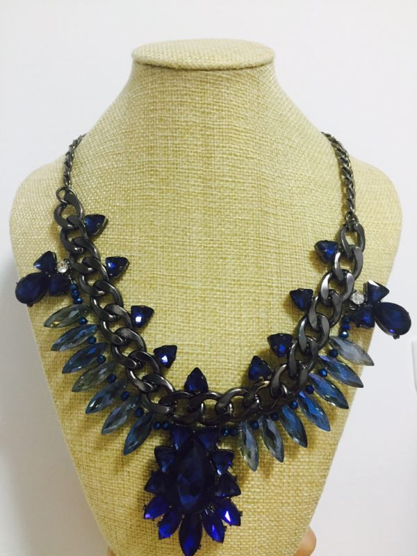 Blue Crystal choker Necklace for women jewelry