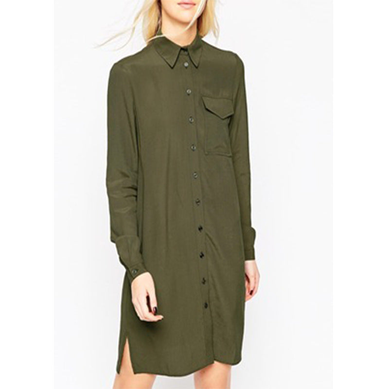 All-match long shirt dress sexy dress