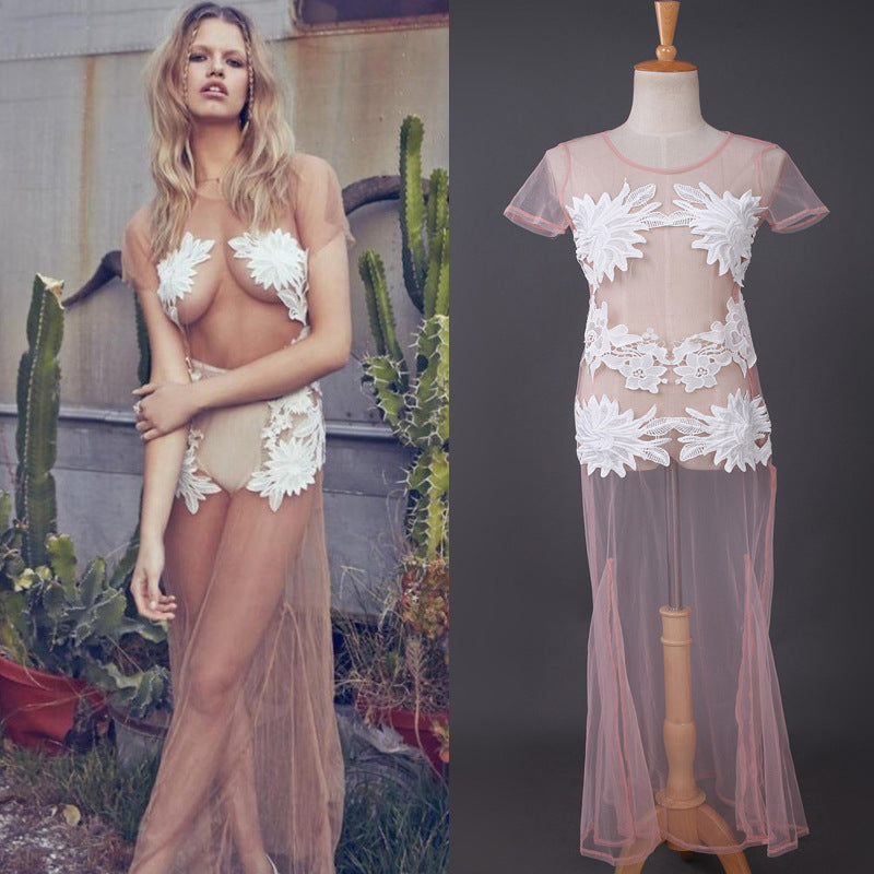 Dress sexy dress explosion gauze dress supply Europe beach nightclub