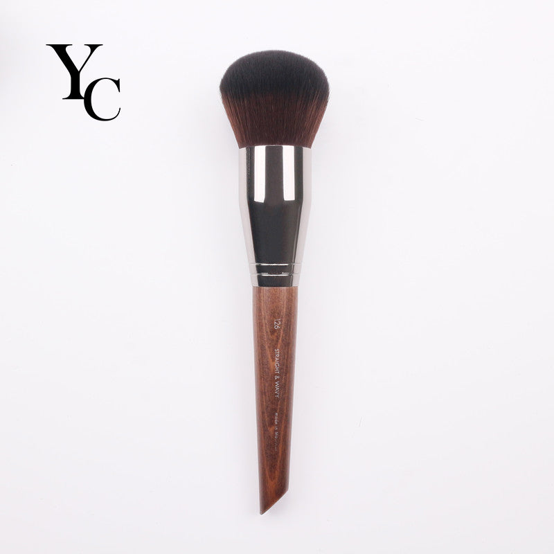 Yansh Professional New Arrival Straight and wavy Wood Handle dome-shaped dense brush for applying Powder Brush #126 Make up