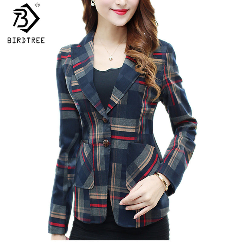 Women Blazers & Jackets Red Plaid Blazer Short Blazer