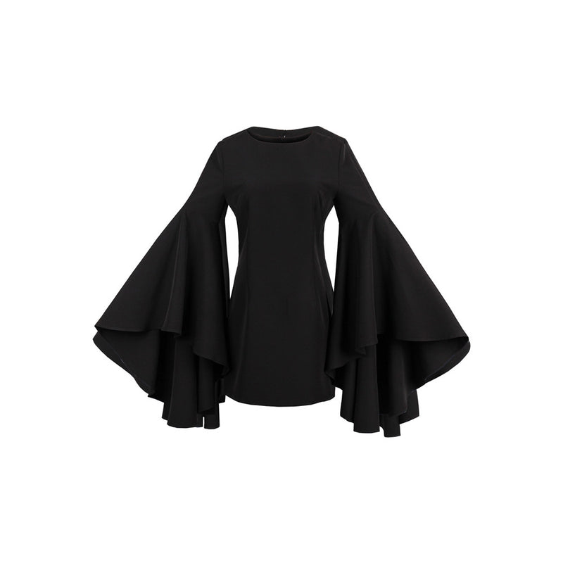 Black Polyblend Peplum Dress