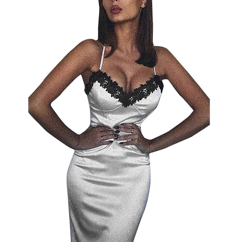 Fashion Womens Sexy Bodycon Dress Camis Ladies Club Party Lace V-Neck Mini Dress