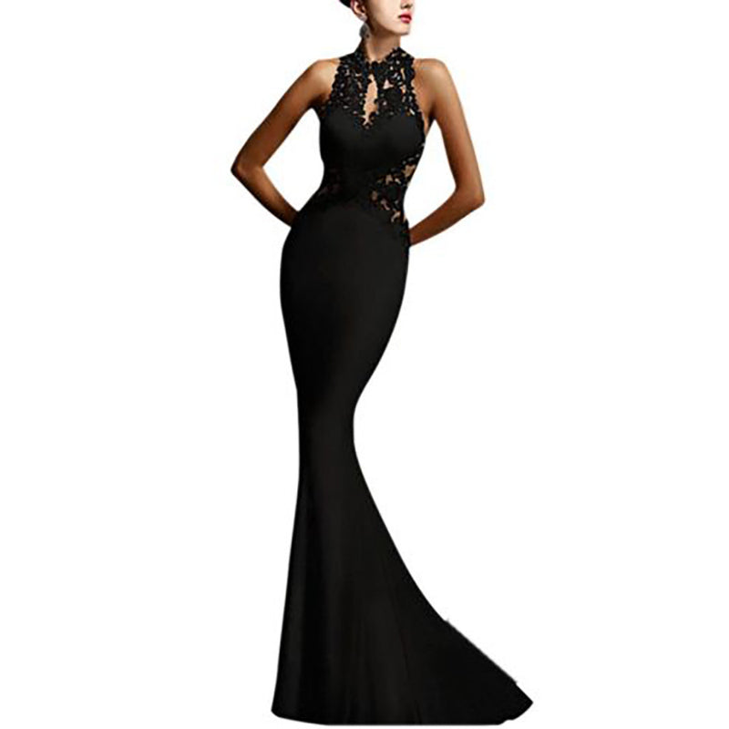 Sexy Sleeveless Lady Dress Wedding Bridesmaid Long Formal Party Backless Lace Dress