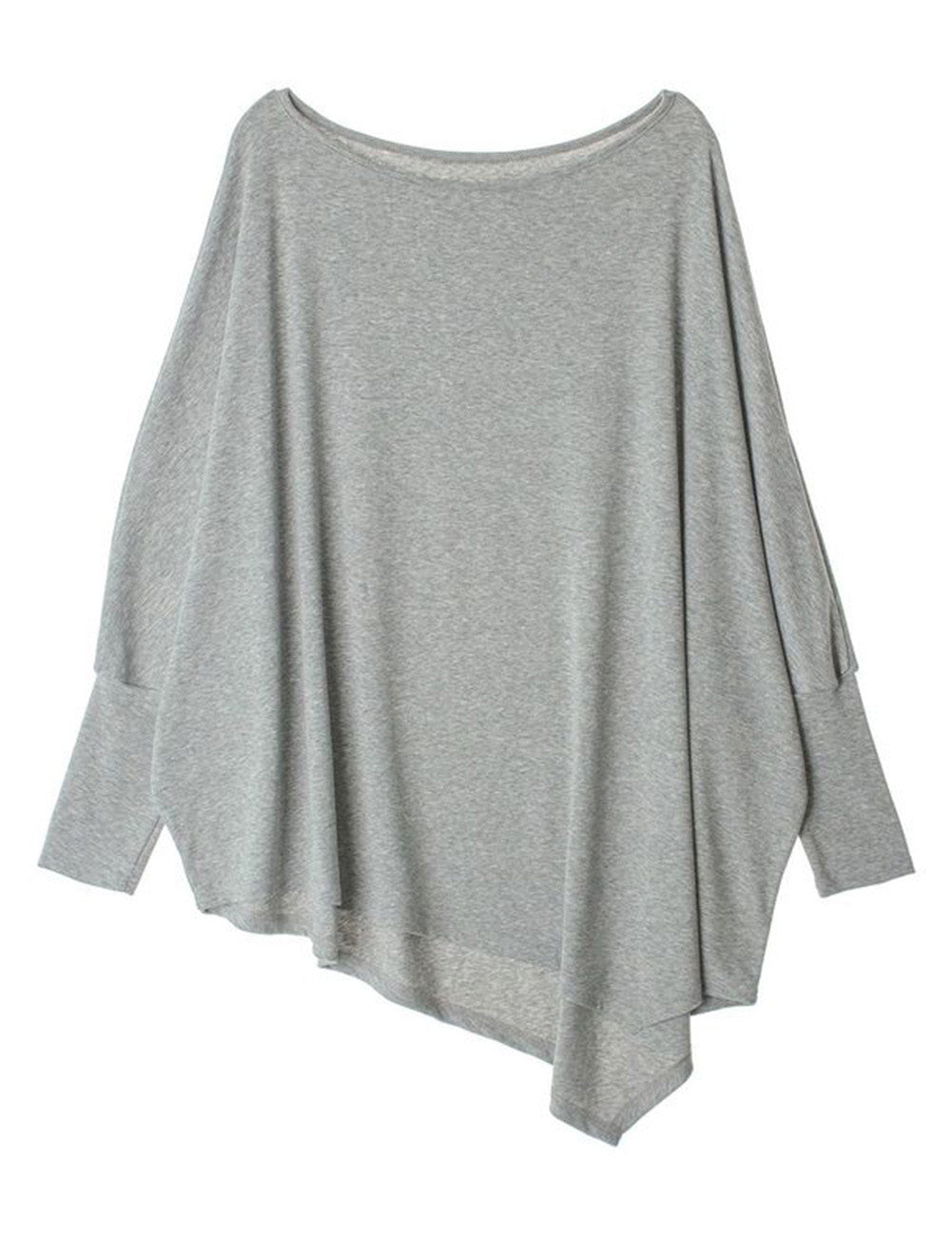 Women Casual Asymmetric Bat Wings Solid Sweatshirt