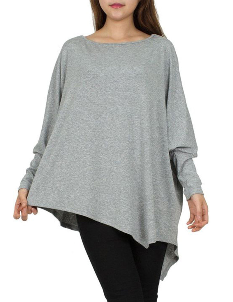 Women Casual Asymmetric Bat Wings Solid Sweatshirt