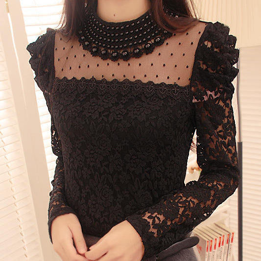 EAST KNITTING CD61 New 2017 Spring Fashion Women's Elegant Lace Shirt OL Lace Top Blouse Sexy Blouses