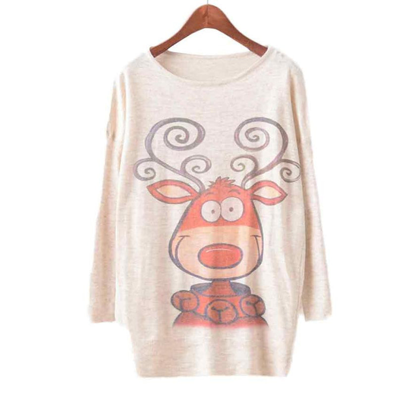 Womens knitted Sweater Christmas Batwing Long Sleeve Color Loose Knit Sweater Knitwear Tops Pullovers