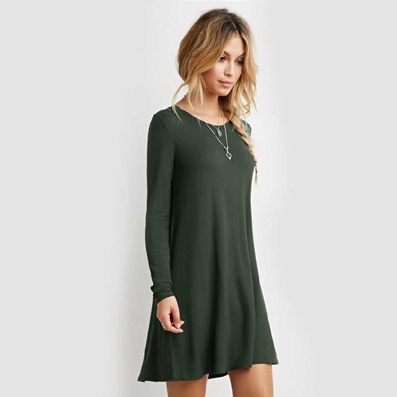 simple short paragraph long-sleeved dress was thin dress multicolor multi-code