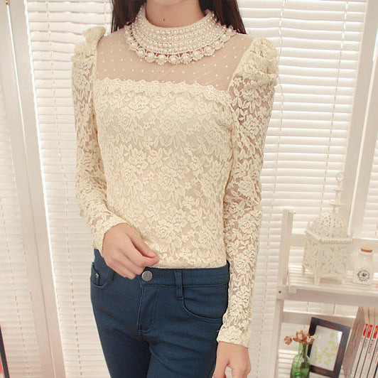 EAST KNITTING CD61 New 2017 Spring Fashion Women's Elegant Lace Shirt OL Lace Top Blouse Sexy Blouses