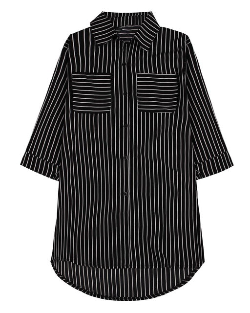 Zanzea Fashion Spring Autumn Shirts 2016 Zanzea Women Lapel 3/4 Sleeve Striped Long Blouses Loose Tops Blusas Plus Size