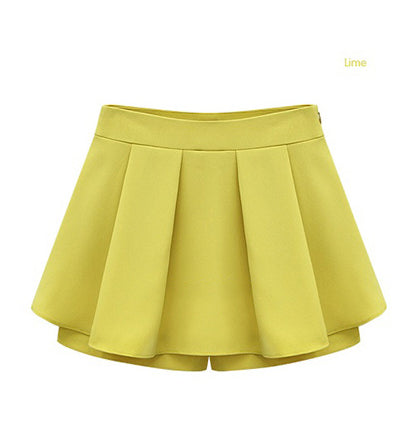 wild Slim pleated shorts culottes candy-colored chiffon skirts