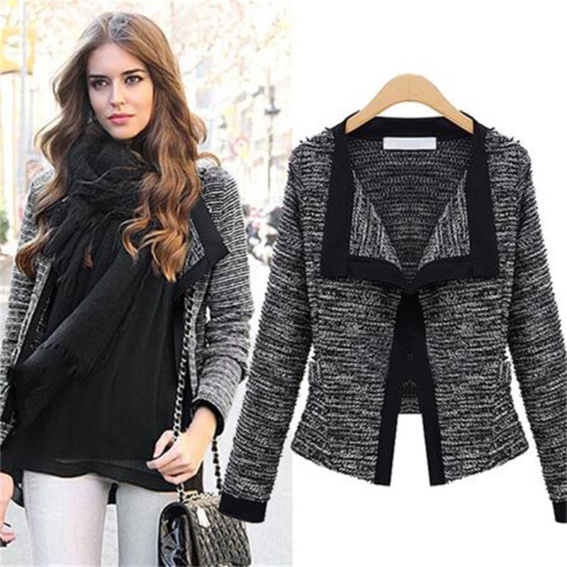 Autumn new European and American women's fashion Slim small suit jacket cardigan