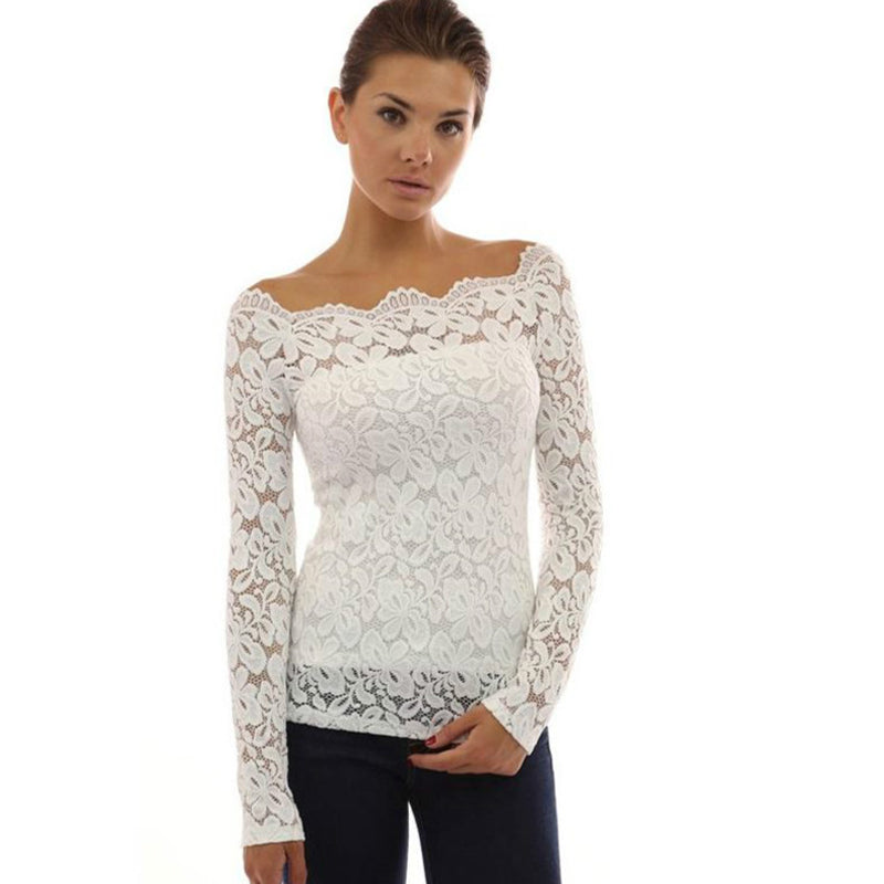 Collar long-sleeved lace shirt bottoming shirt Slim Hitz Europe