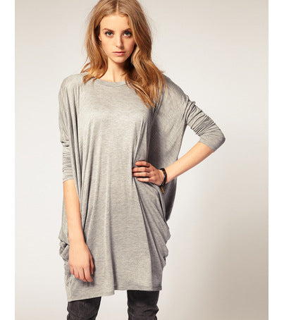 Ultra wide long sleeved T-shirt BianFuShan loose knitted T-shirt coat