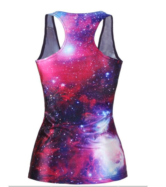 Hot lady blue star new skeleton digital printing T-shirt Galaxy Vest