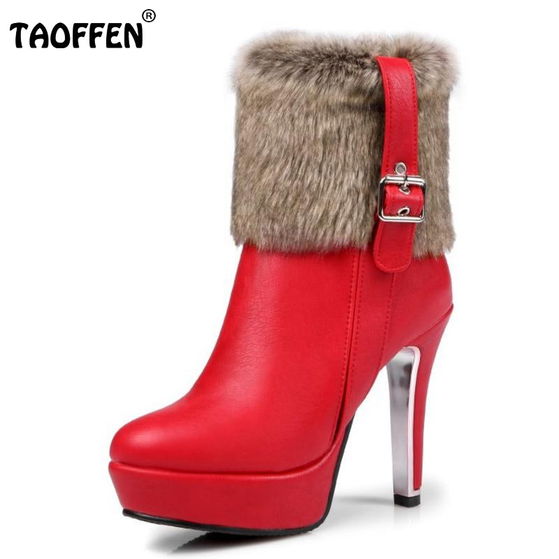 Women Brand Platform Round Toe Ankle Boots Sexy Woman High Heel Shoes Ladies Fashion Zipper Winter  Size 30-48