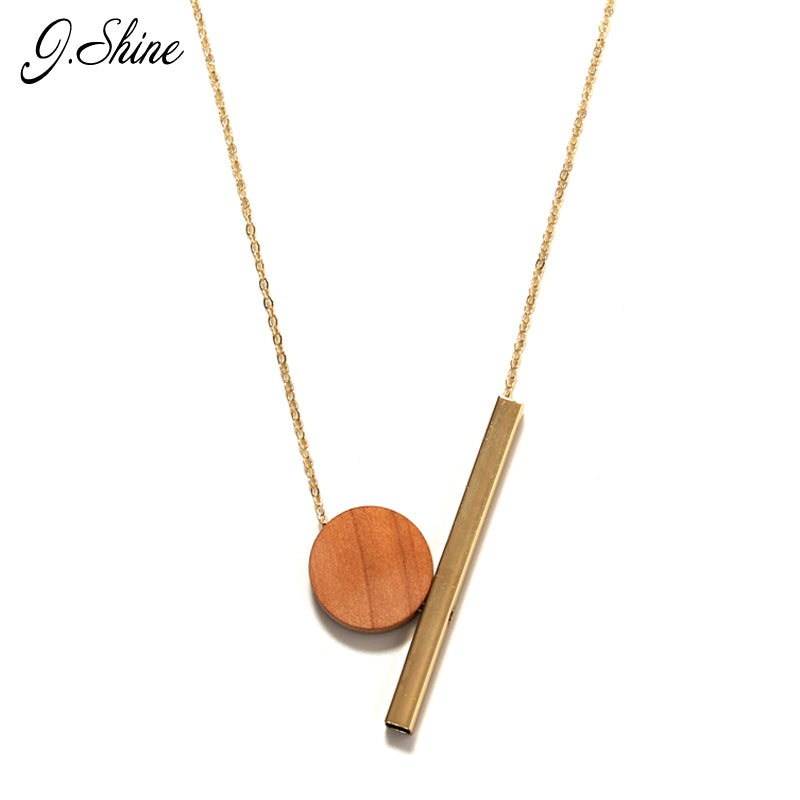 JShine Brand Long Necklaces Wood Pendants Punk Stylish Geometric Decoration