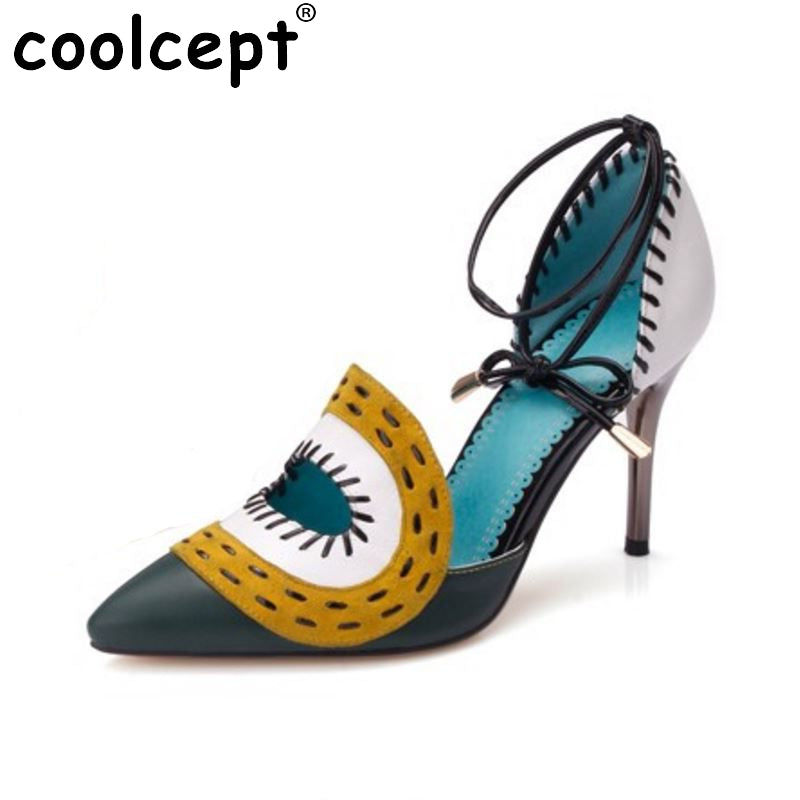 CooLcept free shipping genuine leather quality high heel shoes women fashion lady sexy dress platform pumps R4470 EUR size 34-39